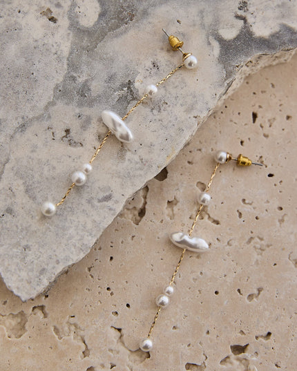 Gold/Pearl Pearl Droplet Earrings