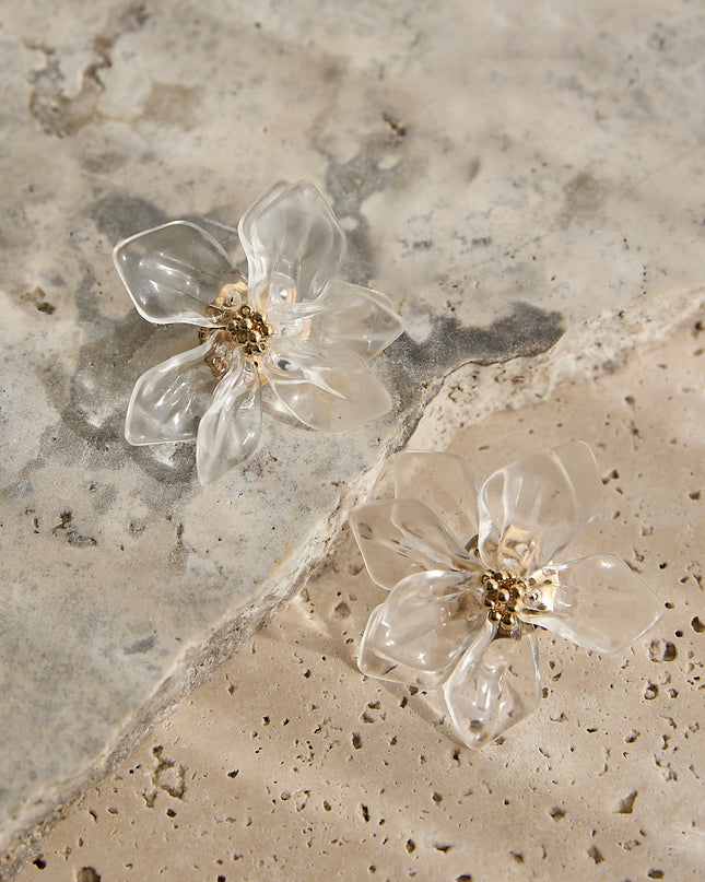 Clear Acrylic Flower Earrings