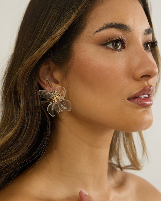 Clear Acrylic Flower Earrings
