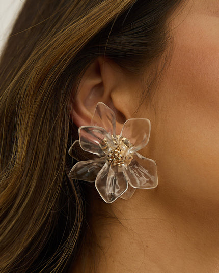 Clear Acrylic Flower Earrings