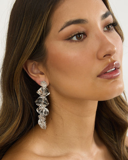 Clear Bead Drop Earrings