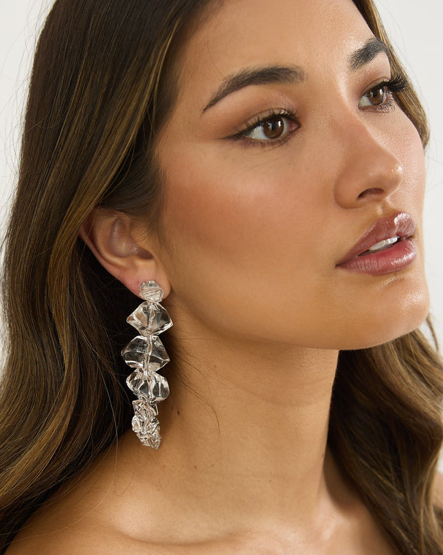 Clear Bead Drop Earrings