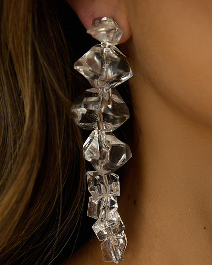 Clear Bead Drop Earrings