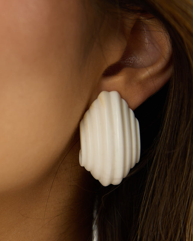 Ivory Ridged Geometric Earrings