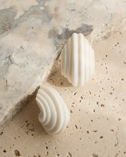 Ivory Ridged Geometric Earrings