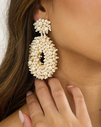 Ivory Embellished Drop Earrings