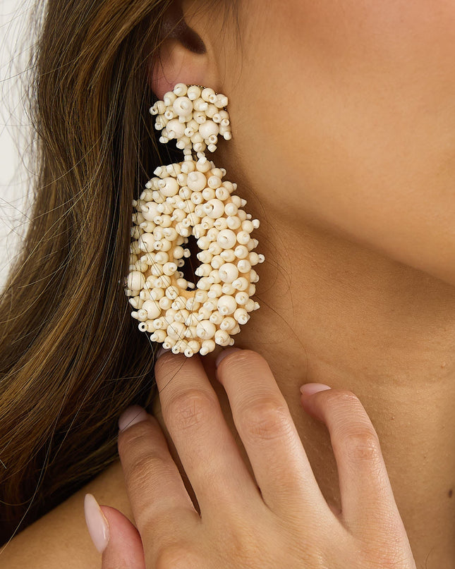 Ivory Embellished Drop Earrings