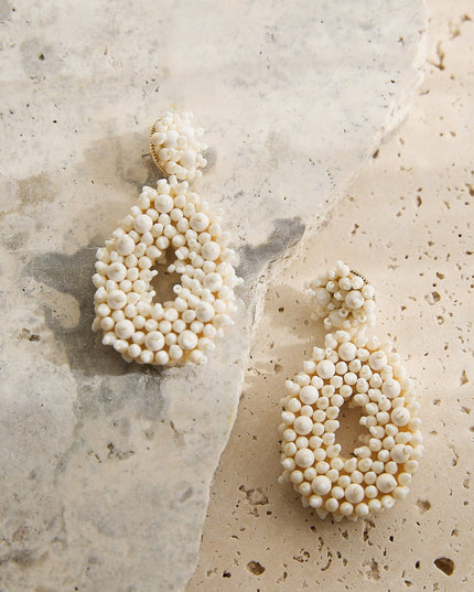 Ivory Embellished Drop Earrings