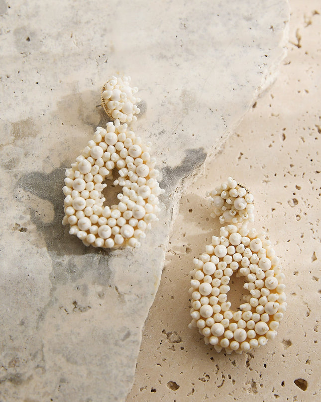 Ivory Embellished Drop Earrings