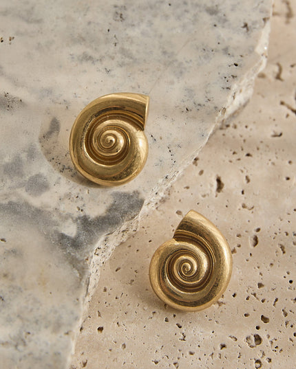 Gold Spiral Shell Earrings