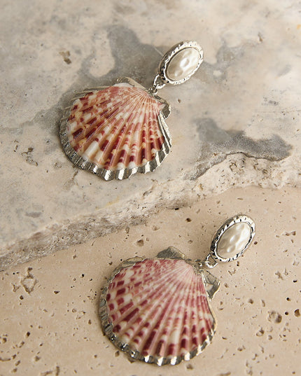 Pearl Drop Earrings Pink Shell