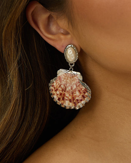 Pearl Drop Earrings Pink Shell