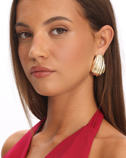 Gold Gloria Ridged Earrings