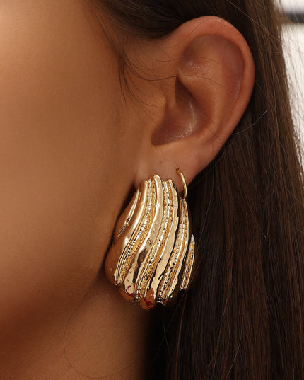 Gold Gloria Ridged Earrings