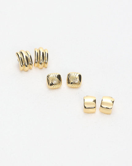 Gold Stud Earrings Set