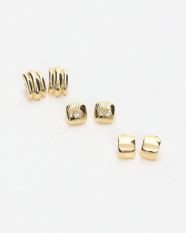 Gold Stud Earrings Set