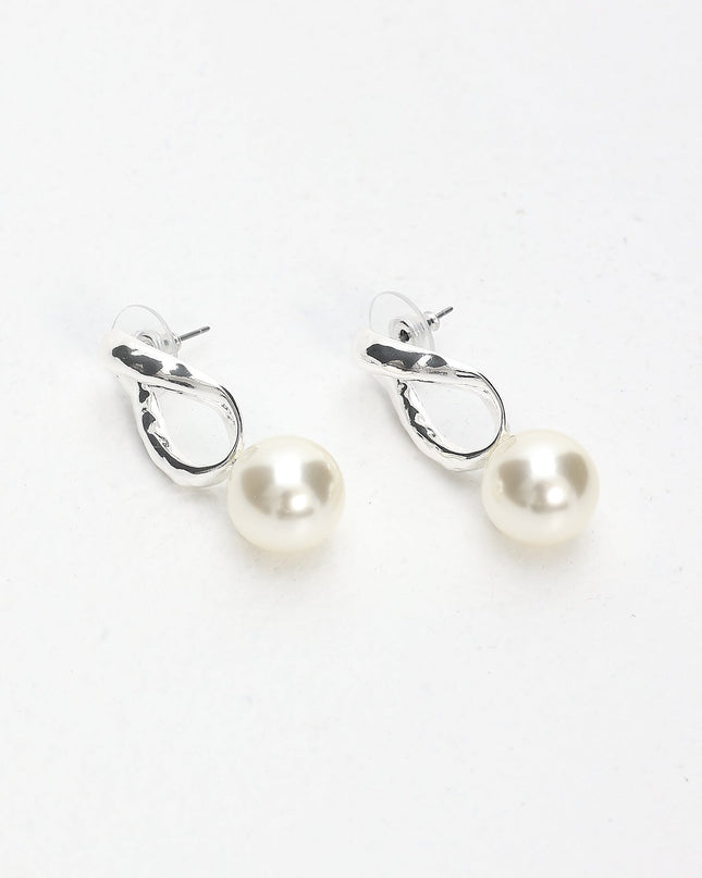 Pearl Drop Earrings Silver
