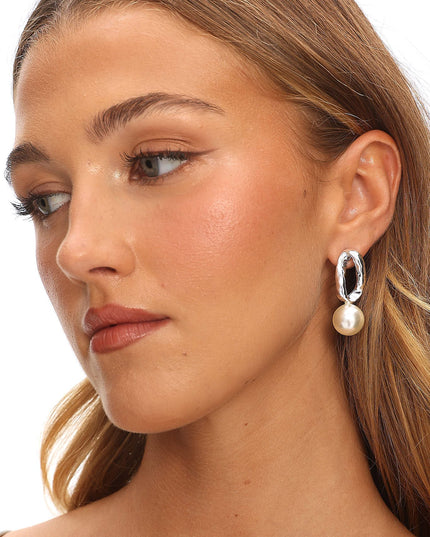 Pearl Drop Earrings Silver