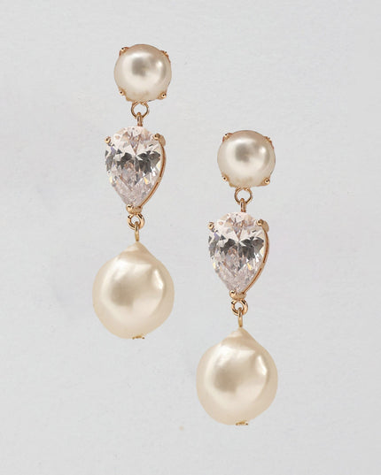 Gold Three Tier Drop Earrings