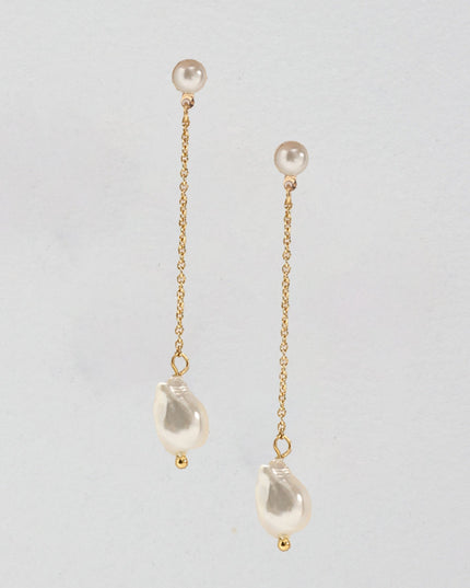 Gold Pearl Drop Earrings