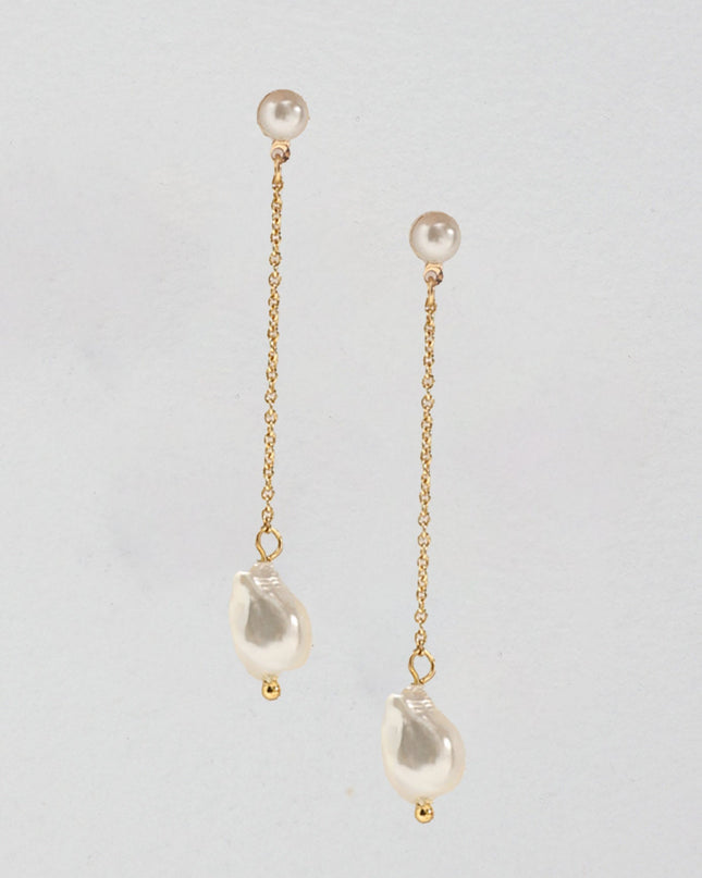 Gold Pearl Drop Earrings