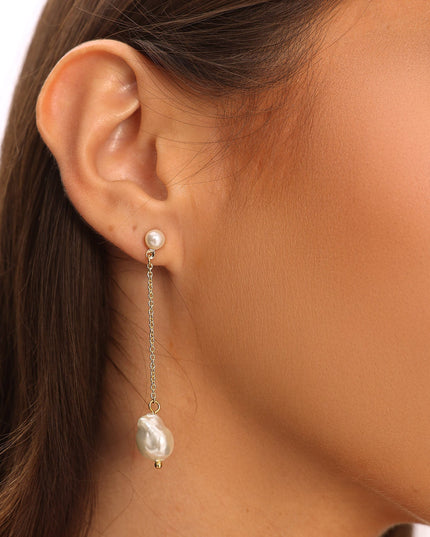 Gold Pearl Drop Earrings