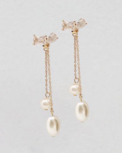 Gold Pearl Drop Earrings