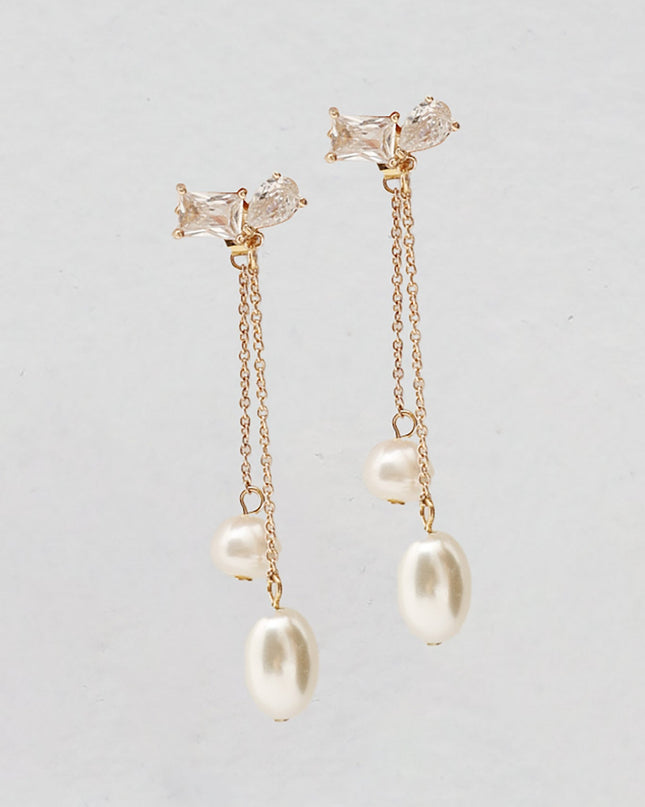 Gold Pearl Drop Earrings