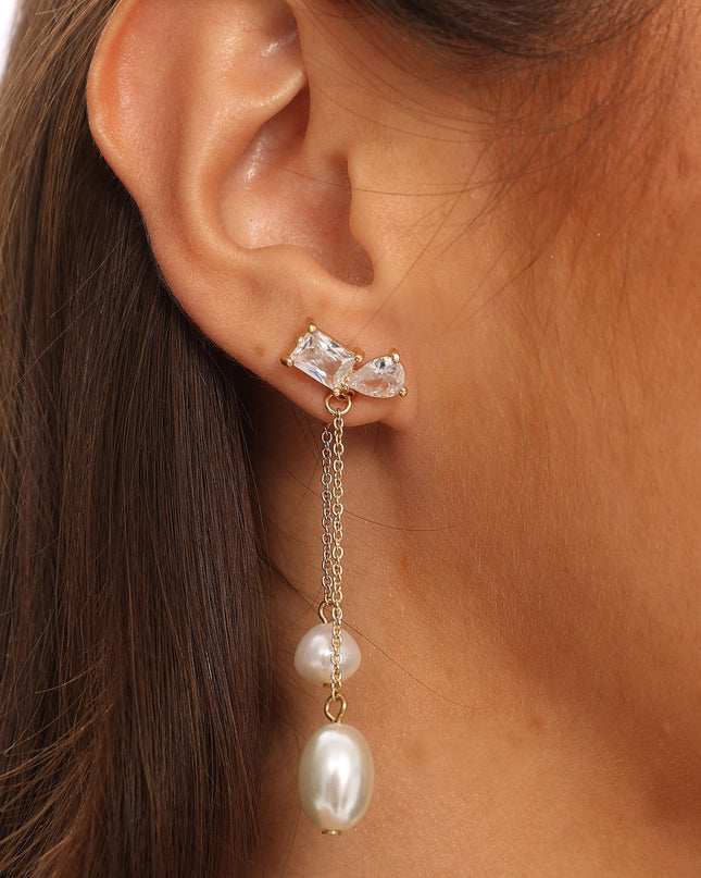 Gold Pearl Drop Earrings