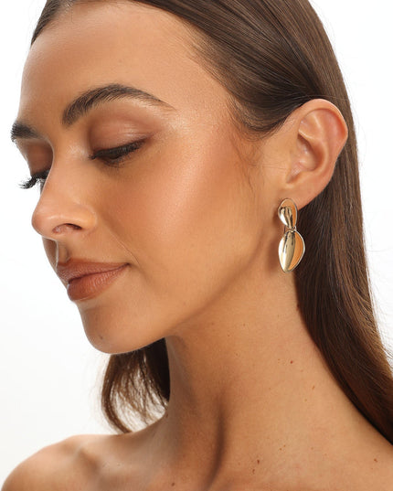 Gold Two Teardrop Earrings