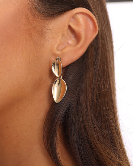 Gold Two Teardrop Earrings