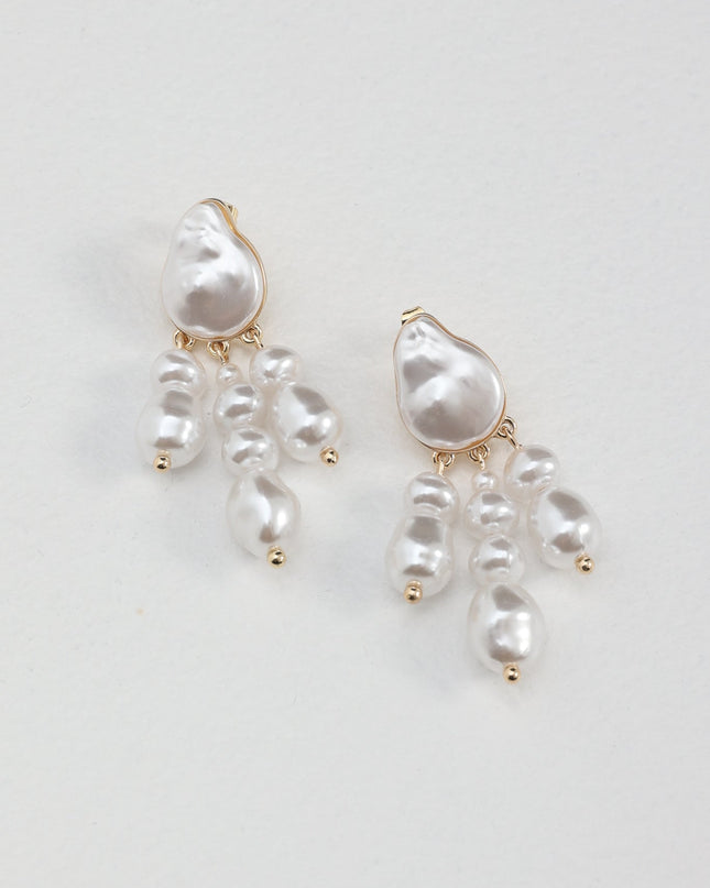 Gold Drop Pearl Earrings