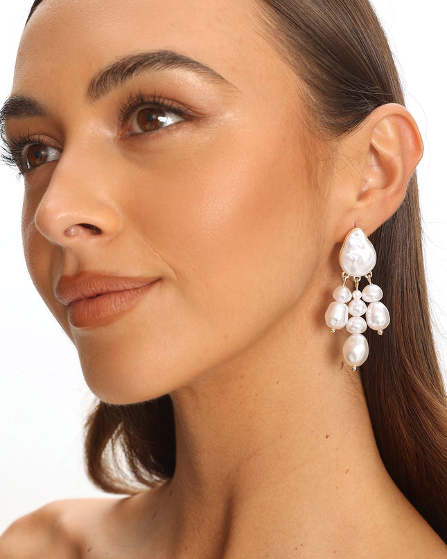 Gold Drop Pearl Earrings