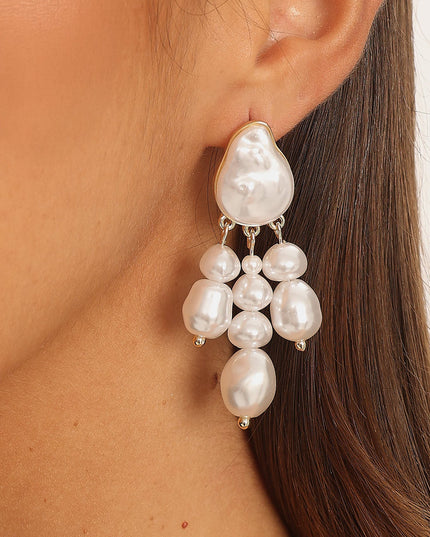 Gold Drop Pearl Earrings