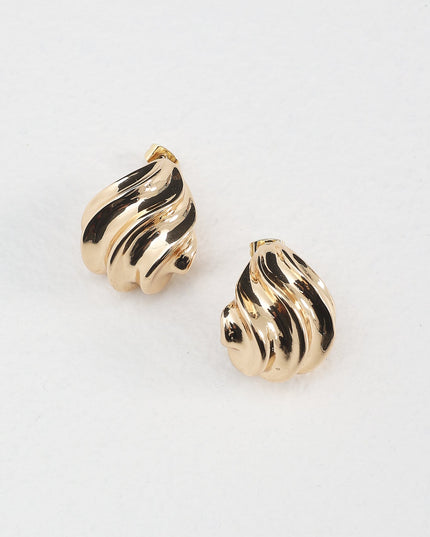 Gold Ridged Stud Earrings
