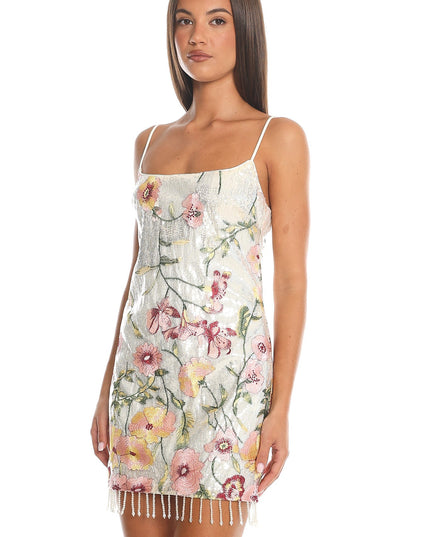 Cream Sequin Mini Dress