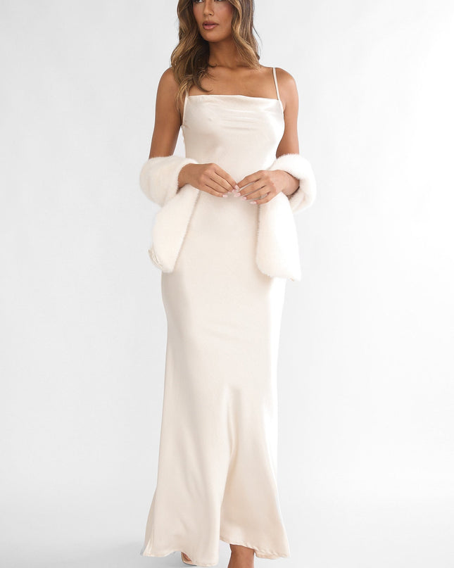 Cream Cami Scarf Maxi Dress
