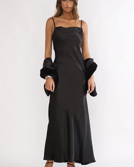 Black Cami Scarf Maxi Dress