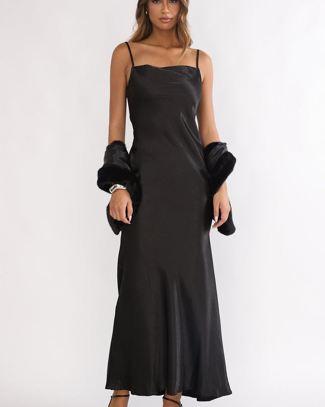 Black Cami Scarf Maxi Dress