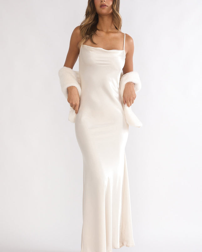 Cream Cami Scarf Maxi Dress