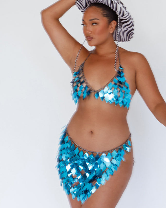 Blue Shiny Sequins 2 Piece Set