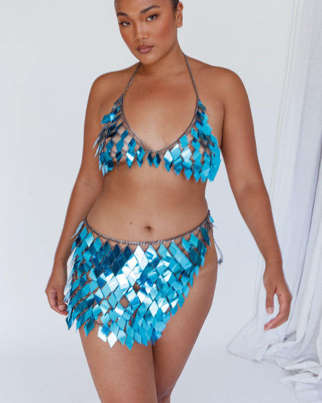 Blue Shiny Sequins 2 Piece Set