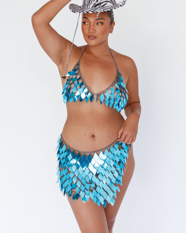 Blue Shiny Sequins 2 Piece Set