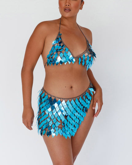 Blue Shiny Sequins 2 Piece Set
