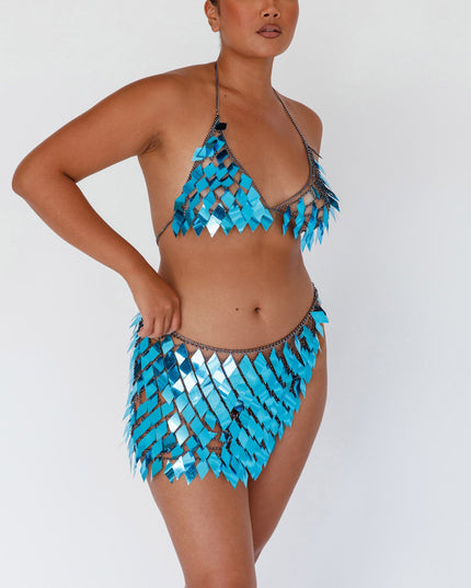 Blue Shiny Sequins 2 Piece Set