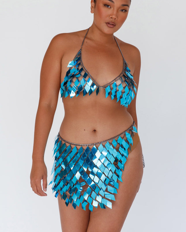 Blue Shiny Sequins 2 Piece Set