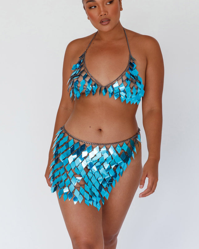 Blue Shiny Sequins 2 Piece Set