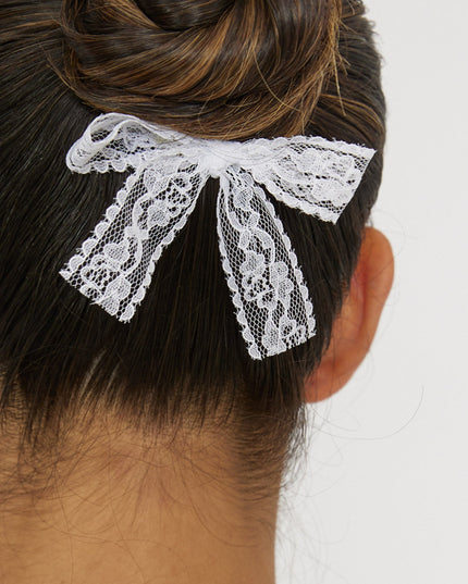 White Lace Bow Hairpin