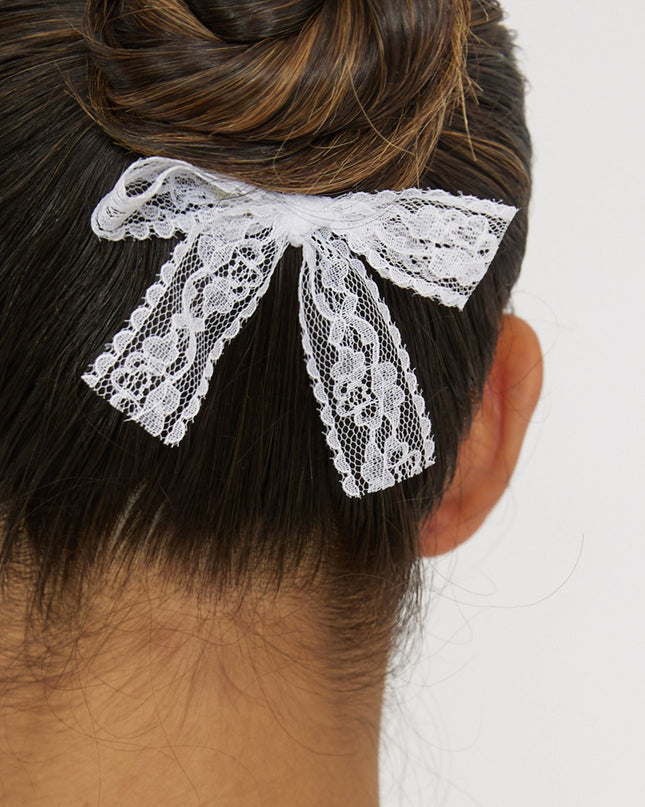 White Lace Bow Hairpin