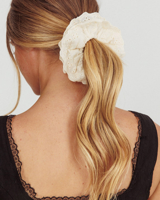 White Emily Lace Scrunchie